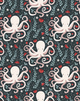 Smooth peel and stick wallpaper with whimsical coral octopuses - Octopus Garden
