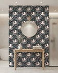 Octopus Garden whimsical coral octopus wallpaper creating ambiance in a serene bathroom