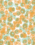 Orchard Zest retro floral peel and stick wallpaper