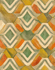 Painted Earth warm terracotta and green tribal wallpaper