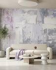 Textured soft lavender and white abstract brushstroke peel and stick wallpaper - Pale Reverie