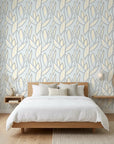 Pale Sprig soft grey botanical adding character to a cozy bedroom