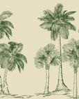 Textured peel and stick wallpaper with etched green palm grove - Palm Shade