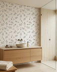 Paper Planes playful skybound motion wallpaper creating ambiance in a serene bathroom