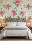 Peony Reverie pink vintage floral wallpaper adding character to a cozy bedroom