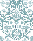 Petal Reflection soft blue floral damask wallpaper