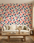 Petal & Depth bold pink floral in a warm and inviting living room