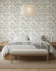Petal Branch Sketch delicate blush botanical wallpaper adding character to a cozy bedroom