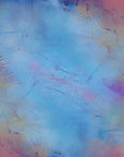 Porcelain Sky dreamy blue and pink abstract wallpaper creating ambiance in a serene bathroom