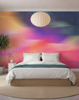 Prism Drift vibrant pink and blue abstract adding character to a cozy bedroom