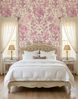 Rose Boudoir elegant pink vintage floral wallpaper adding character to a cozy bedroom