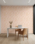 Rose Terrazzo blush abstract brushstroke as a feature wall in a bright home office