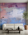 Canvas-like soft pink blue painterly abstract peel and stick wallpaper - Rose & Blue