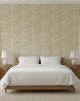 Sage Undergrowth olive green botanical grass wallpaper adding character to a cozy bedroom