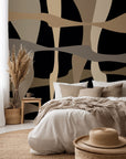 Abstract brown and beige wavy peel and stick wallpaper with geometric lines - Sandy Strands