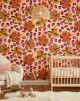 Savanna Bloom african floral wallpaper creating ambiance in a serene bathroom