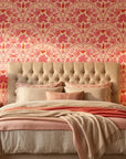 Scarlet Aura red abstract wallpaper adding character to a cozy bedroom