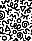 Modern black white abstract doodle pattern peel and stick wallpaper -Scribble Pop
