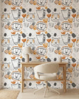 Scrub Safari animal face wallpaper as a feature wall in a bright home office