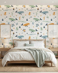 Seaside Play playful ocean nursery wallpaper adding character to a cozy bedroom