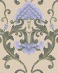 Shaded Meadow Muse lavender purple & green classic damask wallpaper