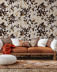 Distressed black and brown floral silhouette peel and stick wallpaper - Shadow Luxe