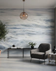 Seascape wall covering with luminous foam crest patterns