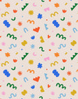 Beige colorful abstract geometric cutout shapes peel and stick wallpaper -Silly Shapes