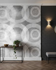 Contemporary geometric wallpaper featuring ripple ring pattern