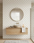 Silver Trefoil elegant grey and gold minimalist wallpaper as a feature wall in a bright home office