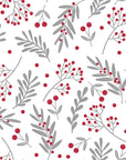 Silver & Berry modern red botanical wallpaper