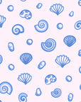 Smooth blue seashell peel and stick wallpaper for coastal bathrooms - Sketched Seashells
