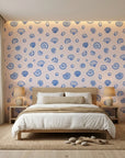 Sketched Seashells serene blue seashell wallpaper adding character to a cozy bedroom