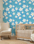 Sky Chalk playful crayon wallpaper in a warm and inviting living room