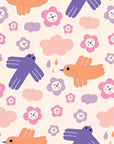 Cream whimsical flying bird floral peel and stick wallpaper -Skydance Bloom