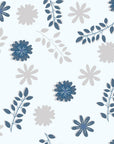Smooth blue and grey floral peel and stick wallpaper with daisies - Slate Garden
