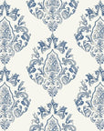 Soft Petal Rhapsody blue grey classic damask wallpaper