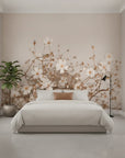 Soft Wash delicate botanical floral in a warm and inviting living room