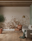 Soft Wash delicate botanical floral as a feature wall in a bright home office