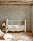 Colorful hand-sketched office supplies displayed over a square grid pattern peel-and-stick wallpaper - Spark Scribbles
