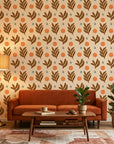 Spice & Frond warm terracotta leaf in a warm and inviting living room
