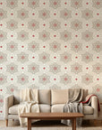 Textured linen Nordic snowflake medallion peel and stick wallpaper - Star Petal