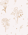 Textured golden wildflower and star peel and stick wallpaper - Stardust Field