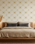 Starlight Geometry gold geometric star wallpaper adding character to a cozy bedroom