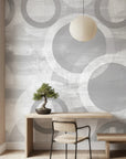 Contemporary grey wallpaper with rhythmic geometric composition