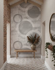 Subtle stone-inspired wallpaper sample with meditative circles