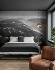 Contrast of dark stone and pure white snow removable wall mural