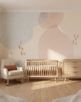 Subtle Texture soft multicolor abstract as a feature wall in a bright home office