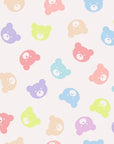 Cream pastel teddy bear head pattern peel and stick wallpaper -Sugar Dreams