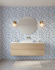 Summer Story vibrant coastal floral wallpaper creating ambiance in a serene bathroom